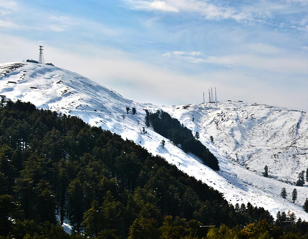 Snow-covered slopes and peaks at Nathatop
