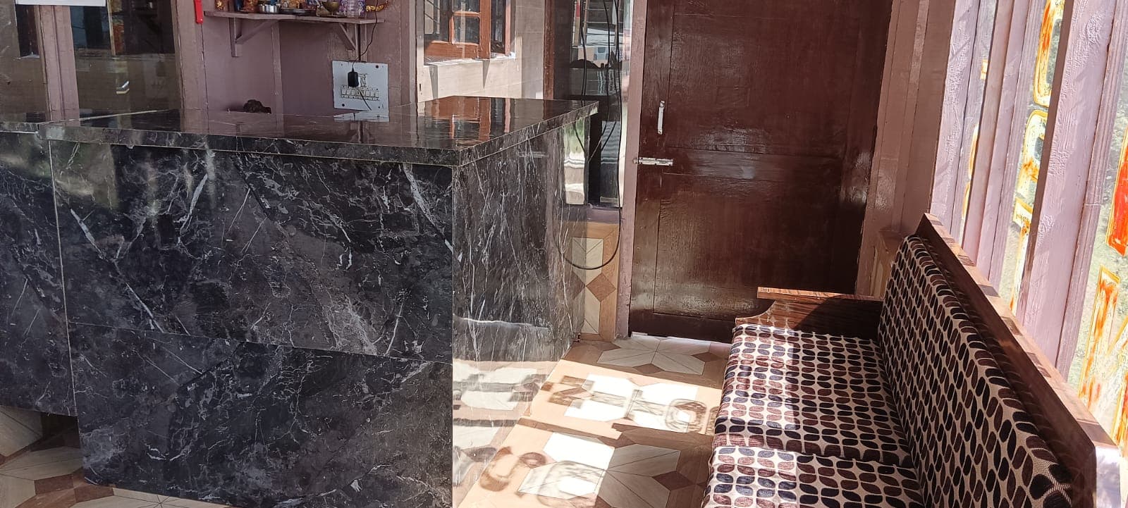 Welcoming reception area at Karan Resort